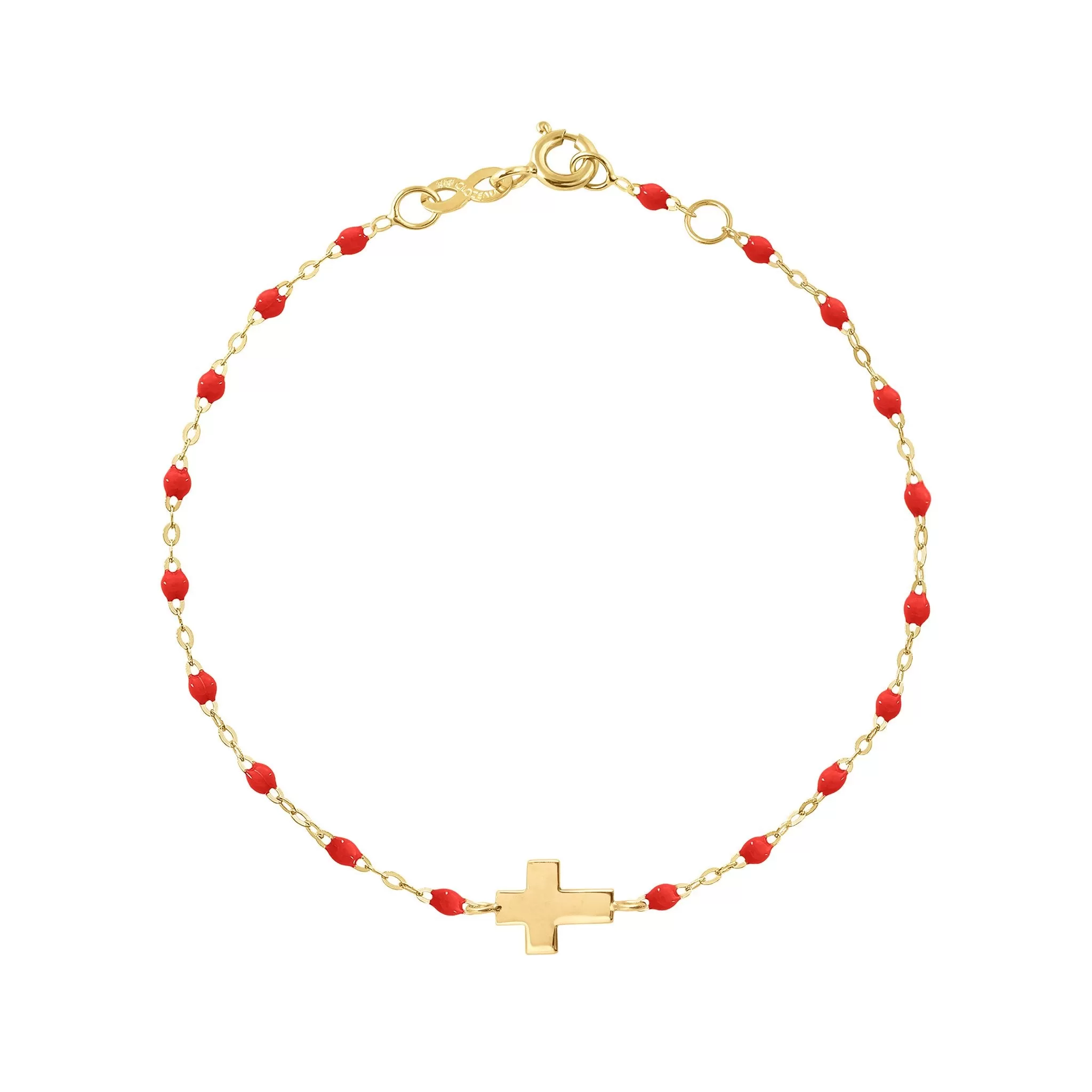 Cross Charm Classic Gigi Poppy bracelet, Yellow Gold, 6.7"