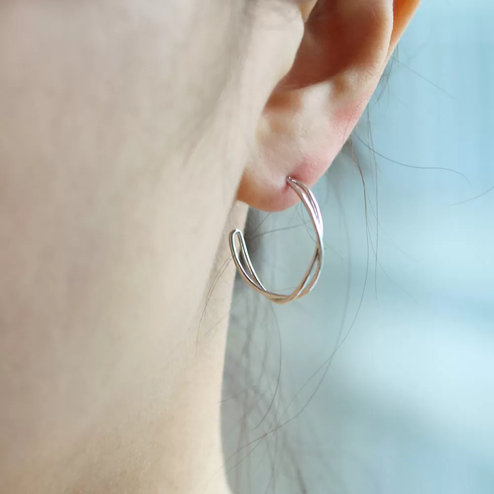 Crossed Hoop Earrings