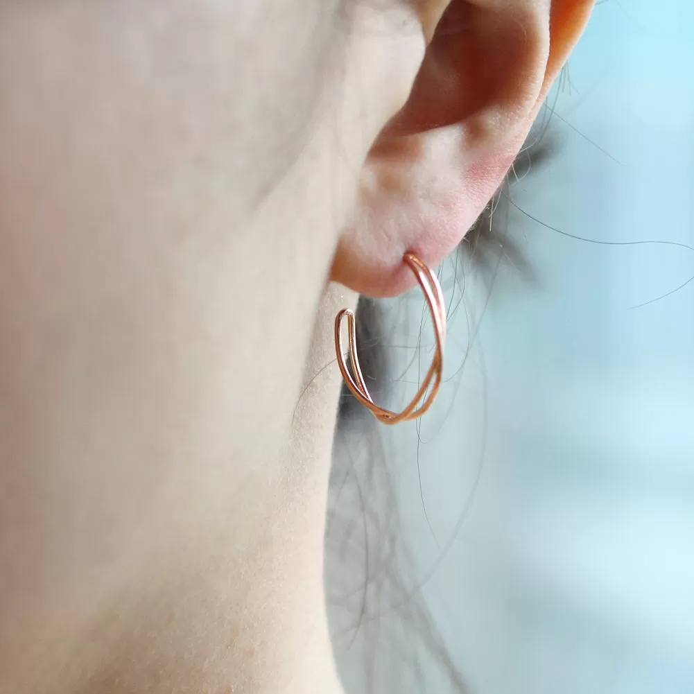 Crossed Hoop Earrings