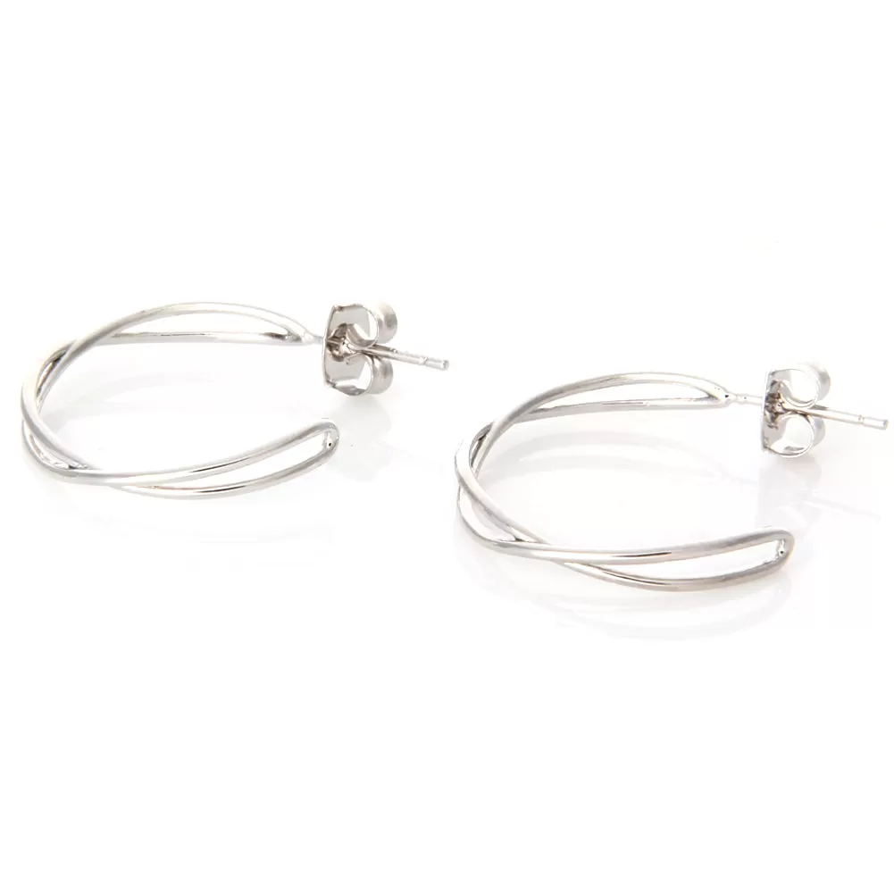 Crossed Hoop Earrings