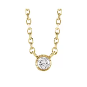 Dainty Diamond Bezel Necklace | .11ctw |  14k Yellow Gold