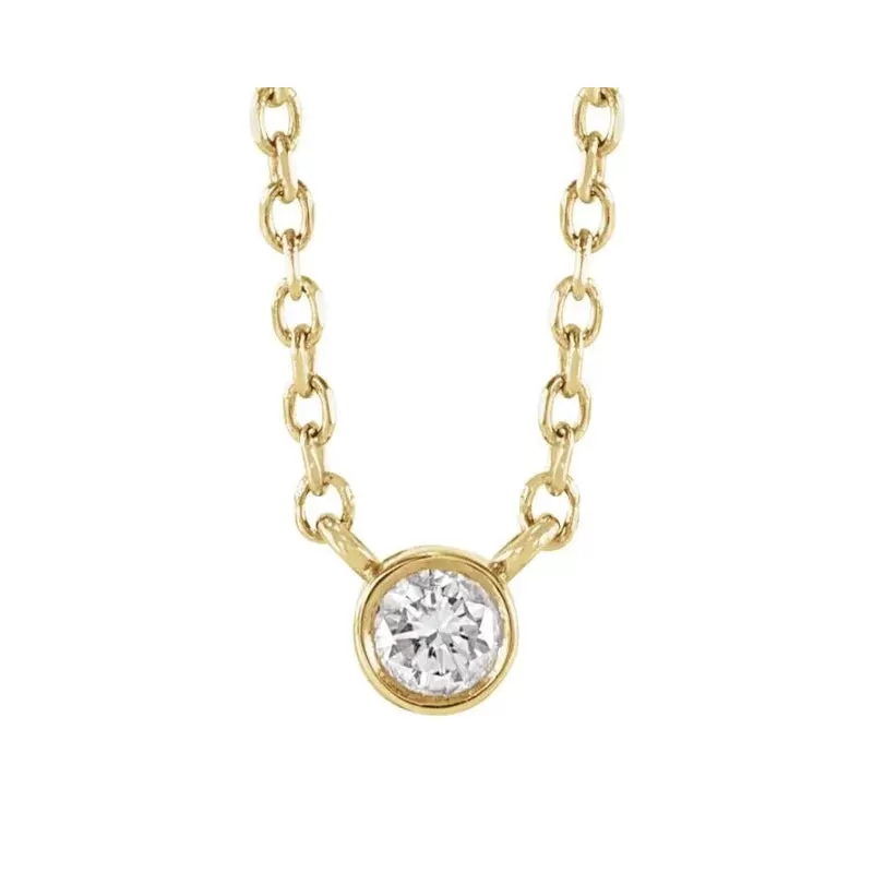 Dainty Diamond Bezel Necklace | .11ctw |  14k Yellow Gold