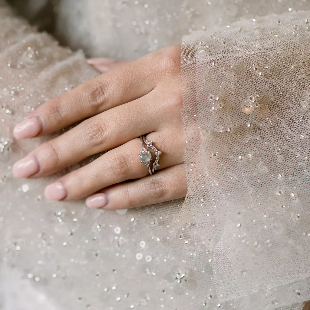 Diamond & Sapphire Droplet Hugging ring