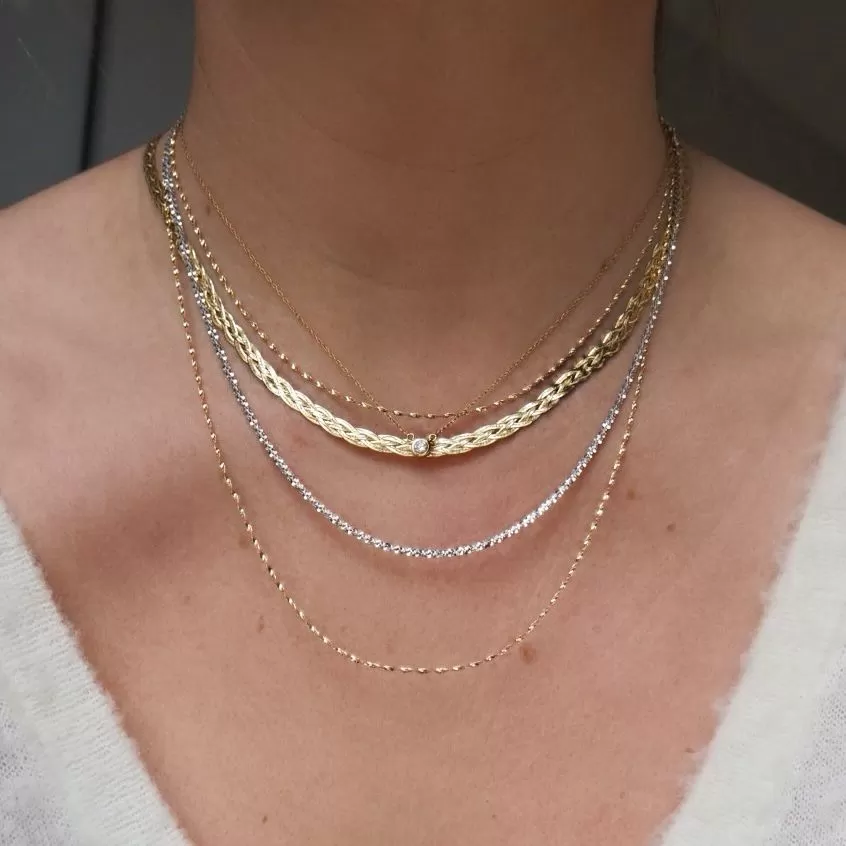 Diamond Cut Braid Chain Necklace