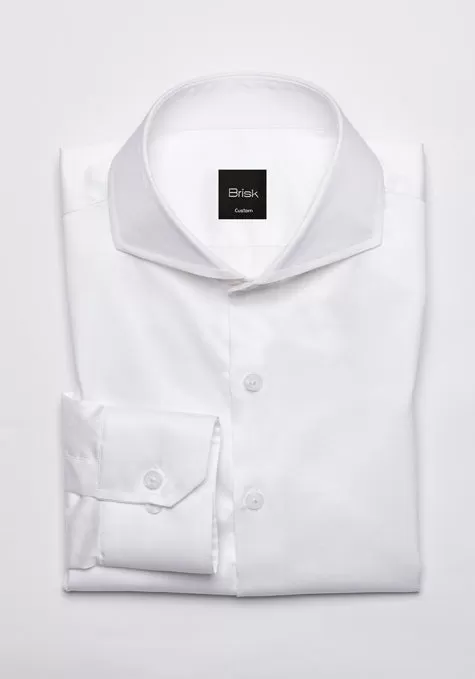 EGYPTIAN WHITE TWILL SHIRT - EXTREME COLLAR