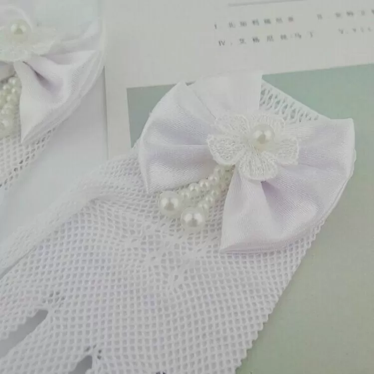 Elegant Mesh Bow-Knot Gloves for Flower Girls - Perfect for Weddings, Ages 4-15