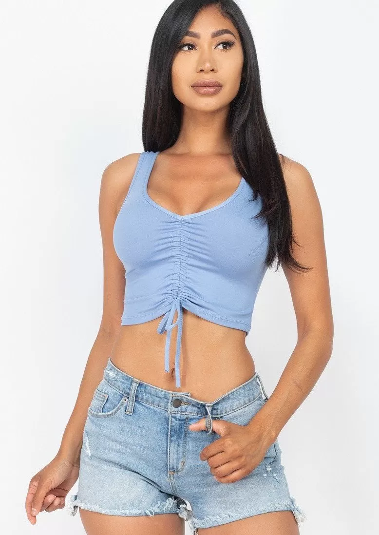 Ella Sleeveless Ruched Crop Top