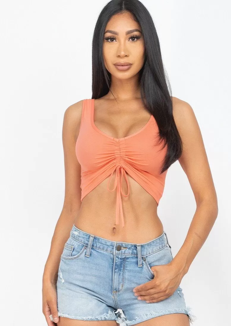 Ella Sleeveless Ruched Crop Top