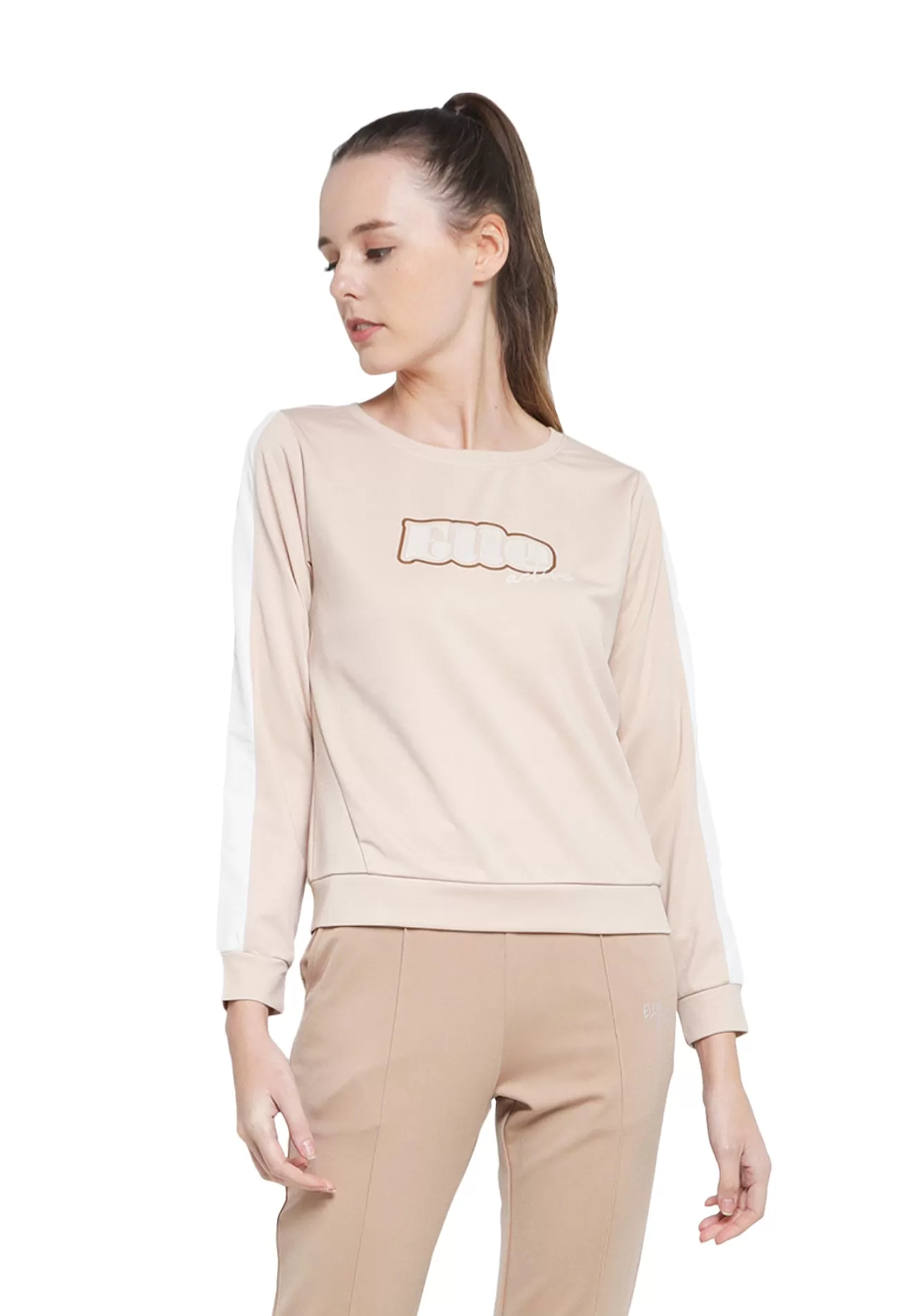 ELLE Active LOGO Sweater Top with Piping