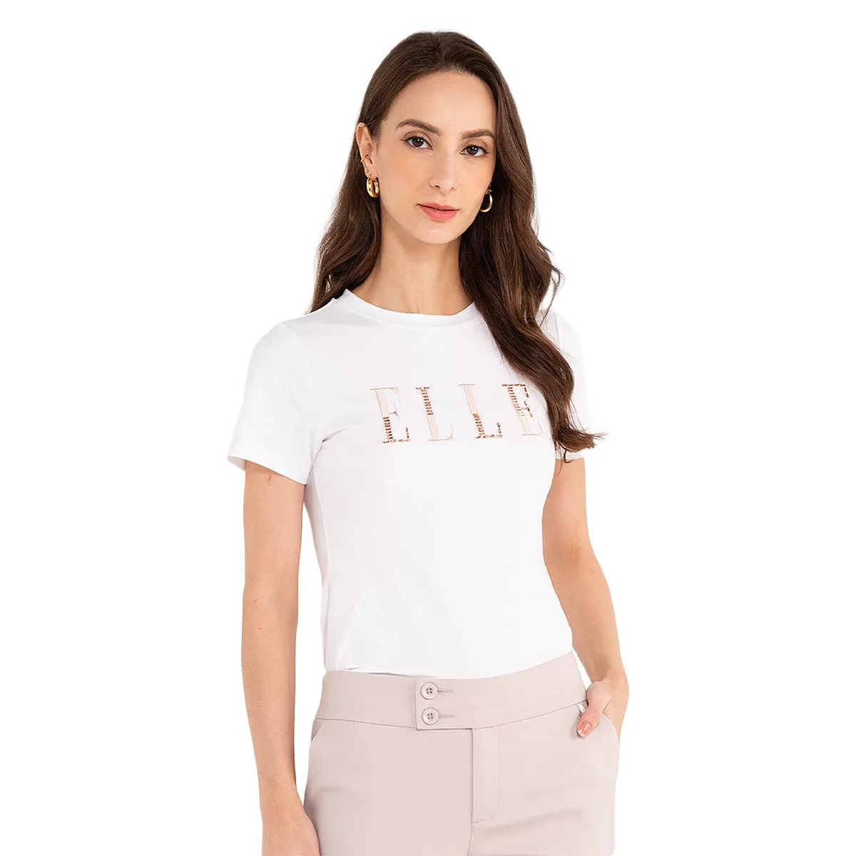 ELLE Active Rhinestone Logo Tee