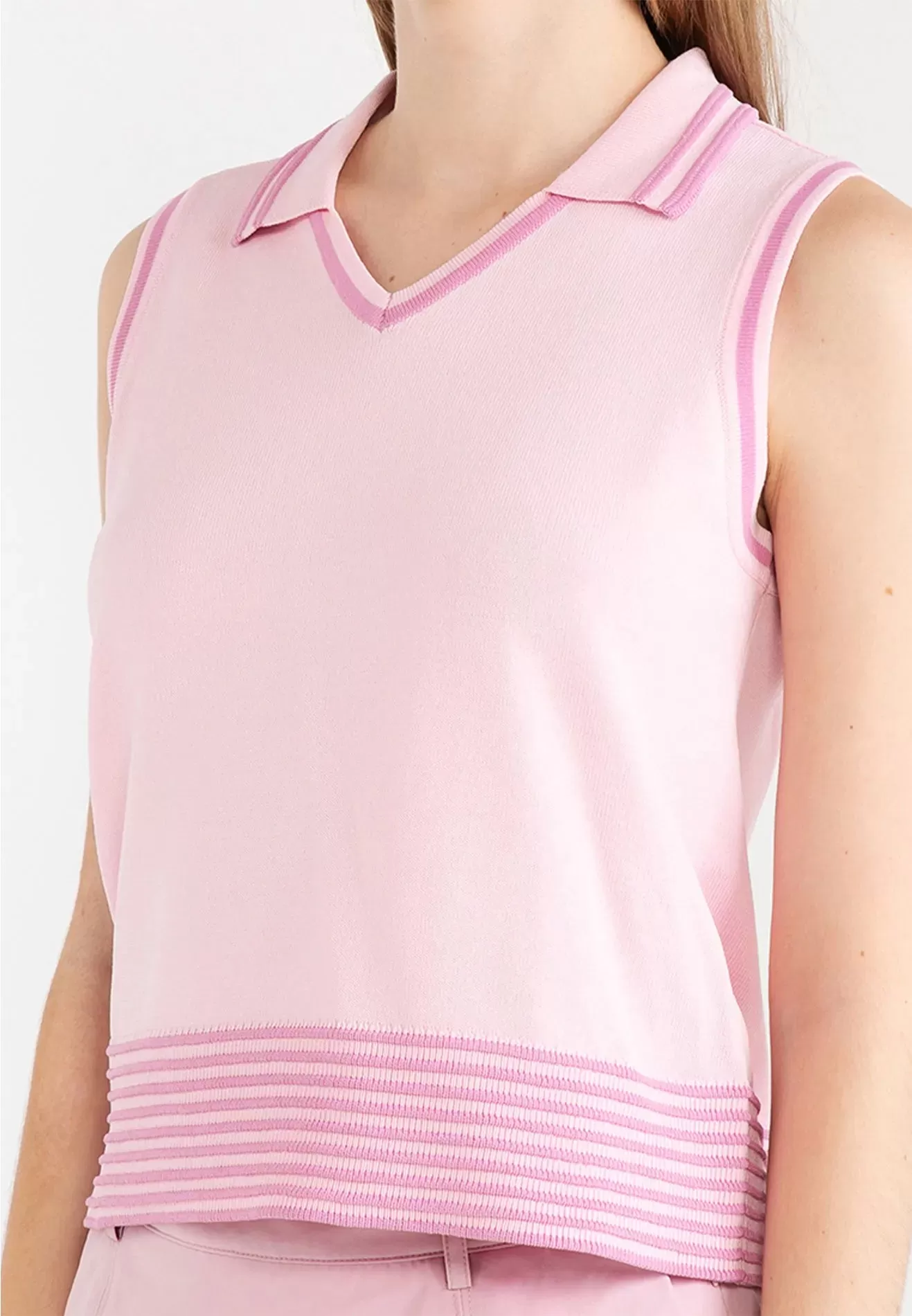 ELLE Active Stripe Details Sleeveless Knit Top