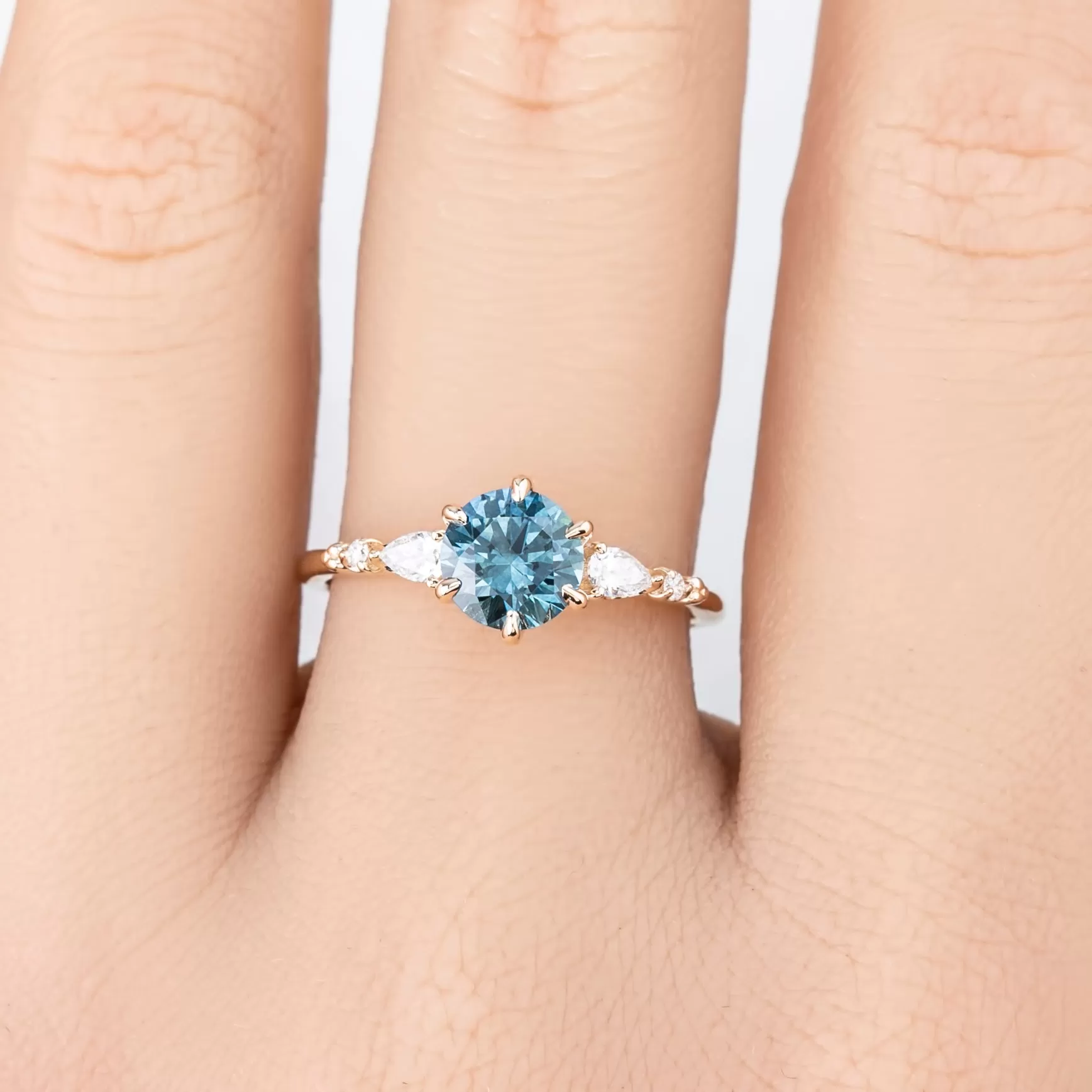 Estel Fleur Petal Ring 1.30ct Teal Blue Montana Sapphire, 14k Yellow Gold (One of a kind)