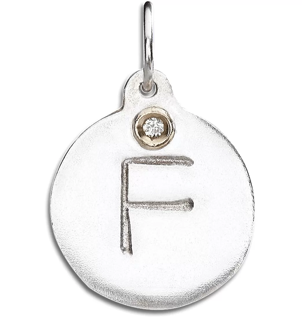 F Alphabet Charm With Diamond