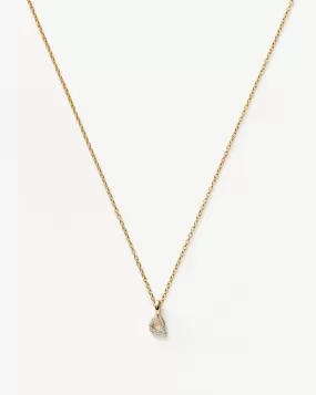 Fine Diamond Initial Mini Pendant Necklace - Q | 14k Solid Yellow Gold Plated/Diamond