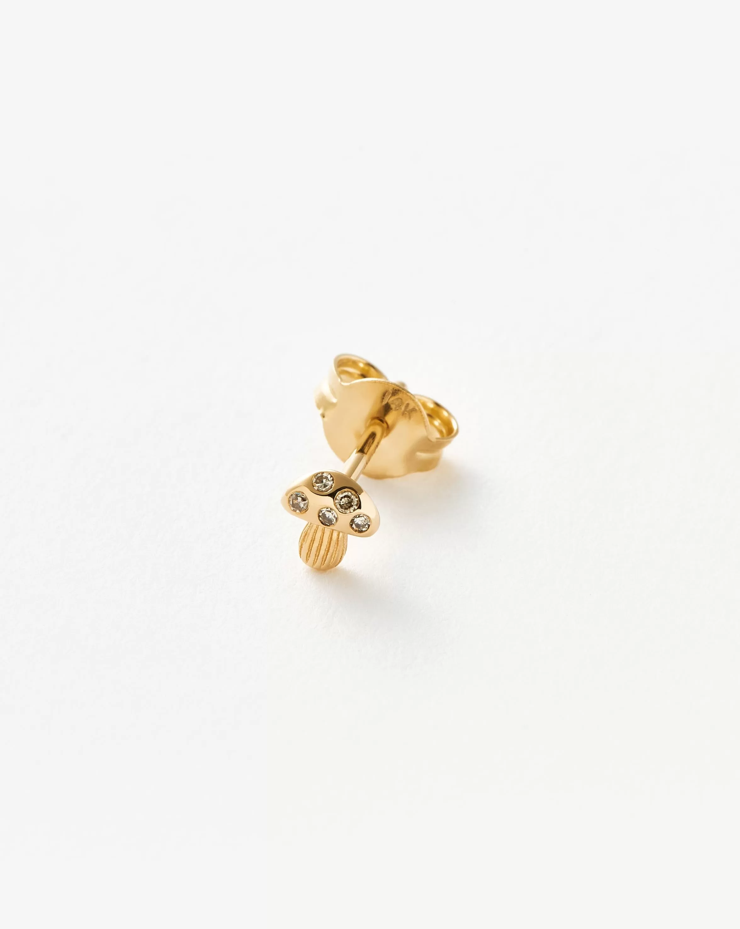 Fine Diamond Mushroom Single Stud Earring