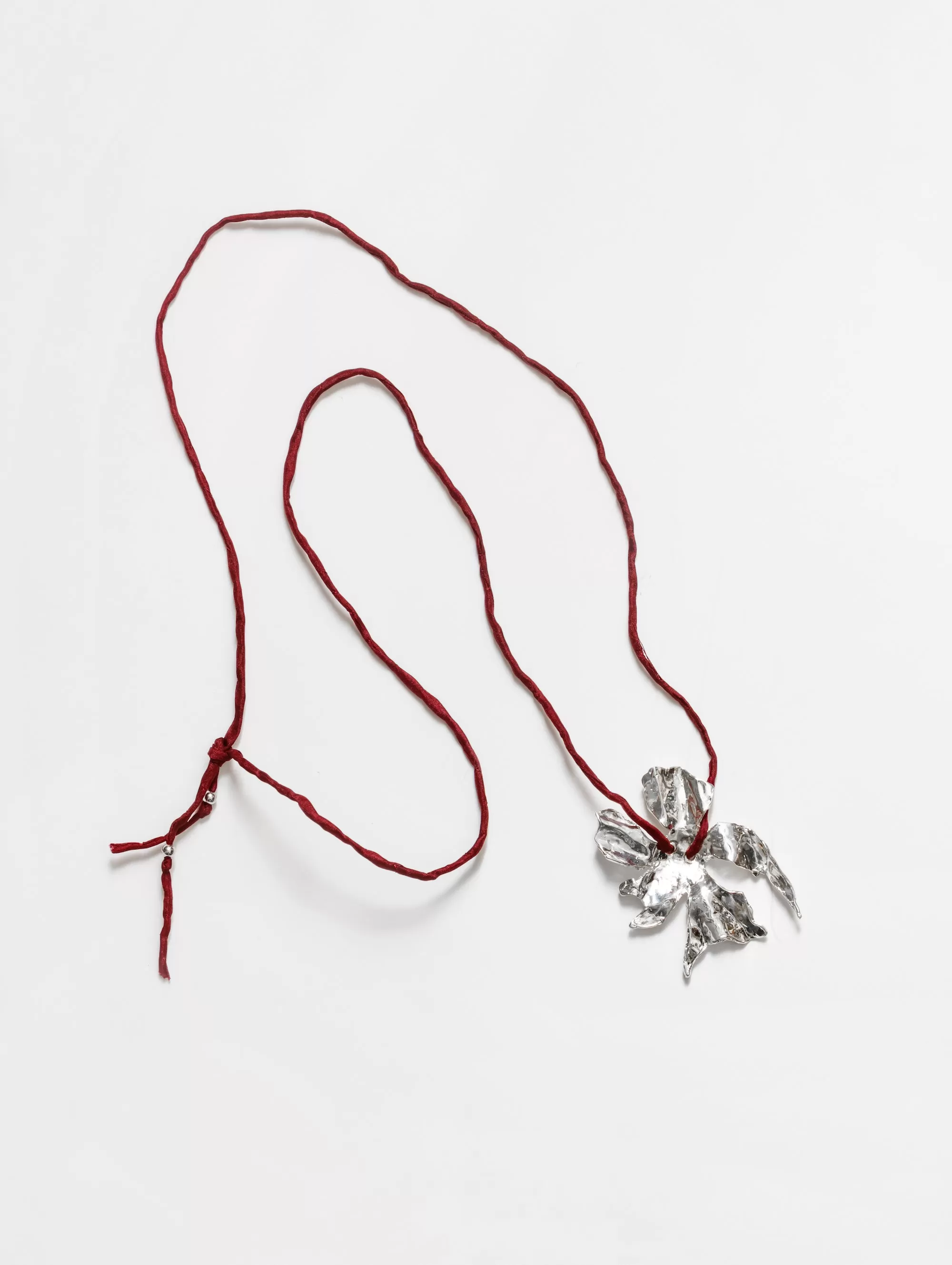 Flower Cord Necklace in Red