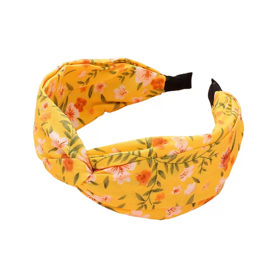 Flower Leaf Patterned Knot Burnout Headband