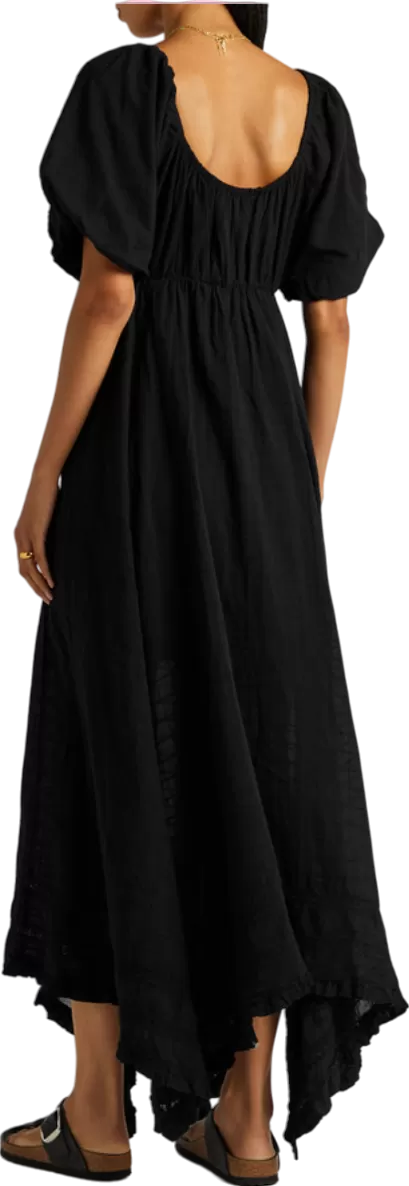 Free People Black On My Level Cotton Maxi Dress UK S