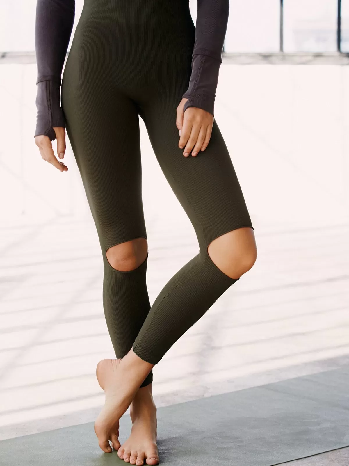 Free People  Ryanne Slit Knee Performance Leggings