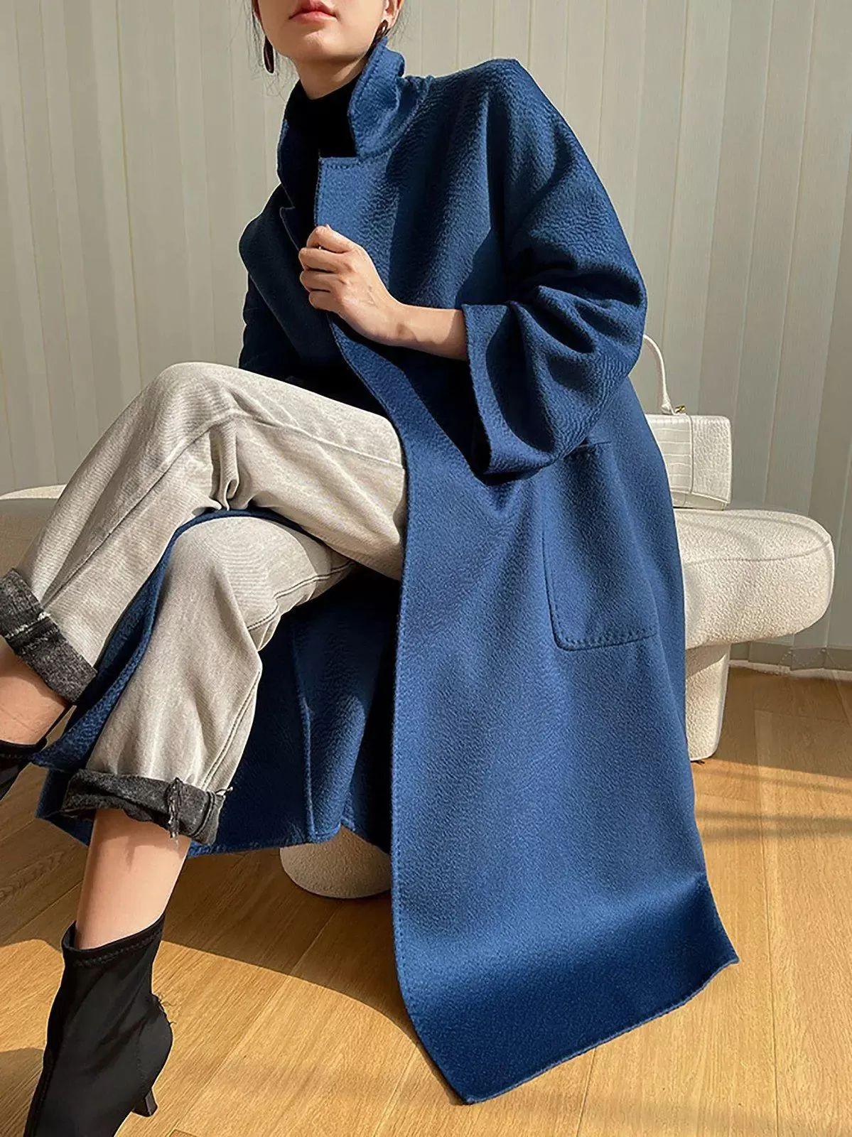 Gloria Belted Wrap Wool Long Coat