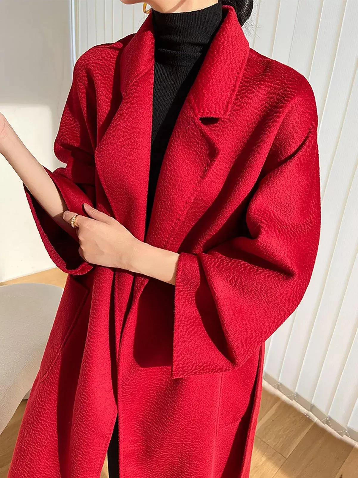 Gloria Belted Wrap Wool Long Coat