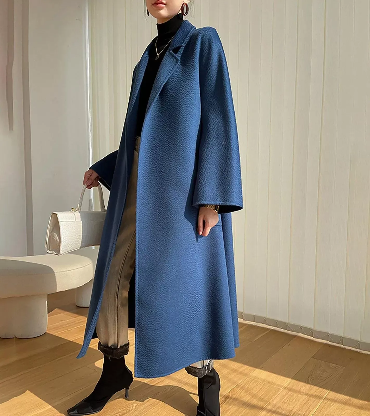 Gloria Belted Wrap Wool Long Coat