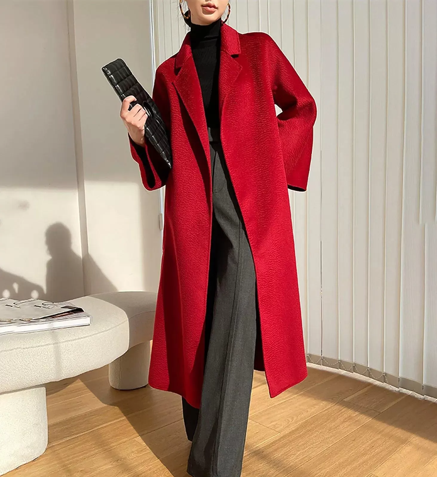 Gloria Belted Wrap Wool Long Coat