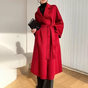 Gloria Belted Wrap Wool Long Coat