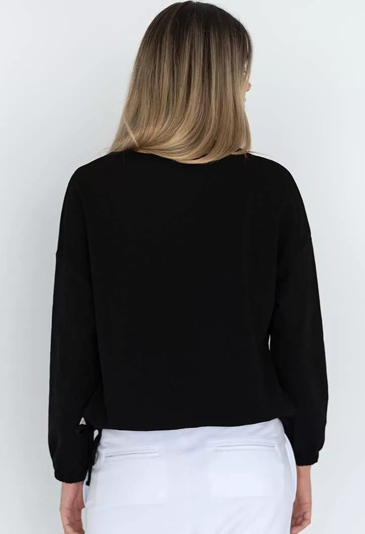 Gracie Drawstring Black Super Soft Sweatshirt