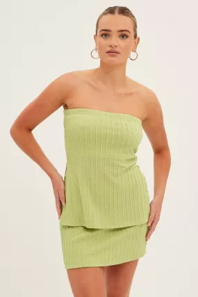 Green Boob Tube Bandeau Sleeveless Texture