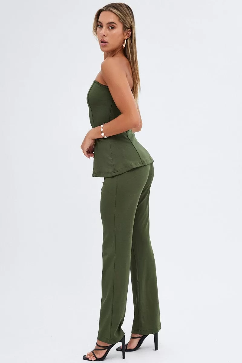 Green Tunic Top Sleeveless Strapless Longline Ponte