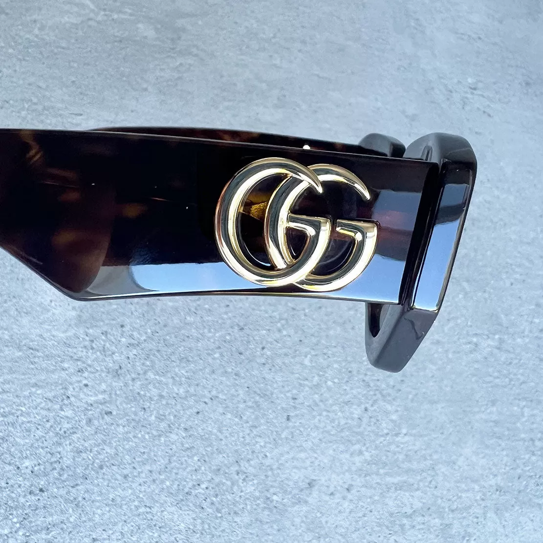 Gucci GG1421S GG Acetate Geometric Cat-eye Sunglasses, Havana