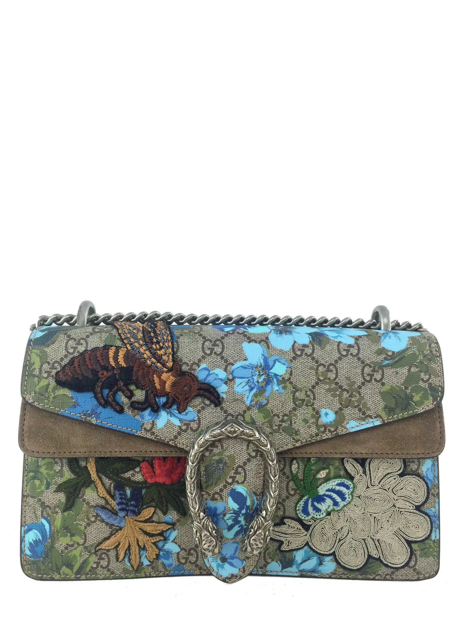 Gucci Painted Flowers and Patches GG Supreme Small Dionysus Shoulder Bag