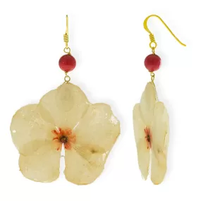 Handmade Gold Plated Silver Laurel Flower Dangle Earrings With Swarovski Stones