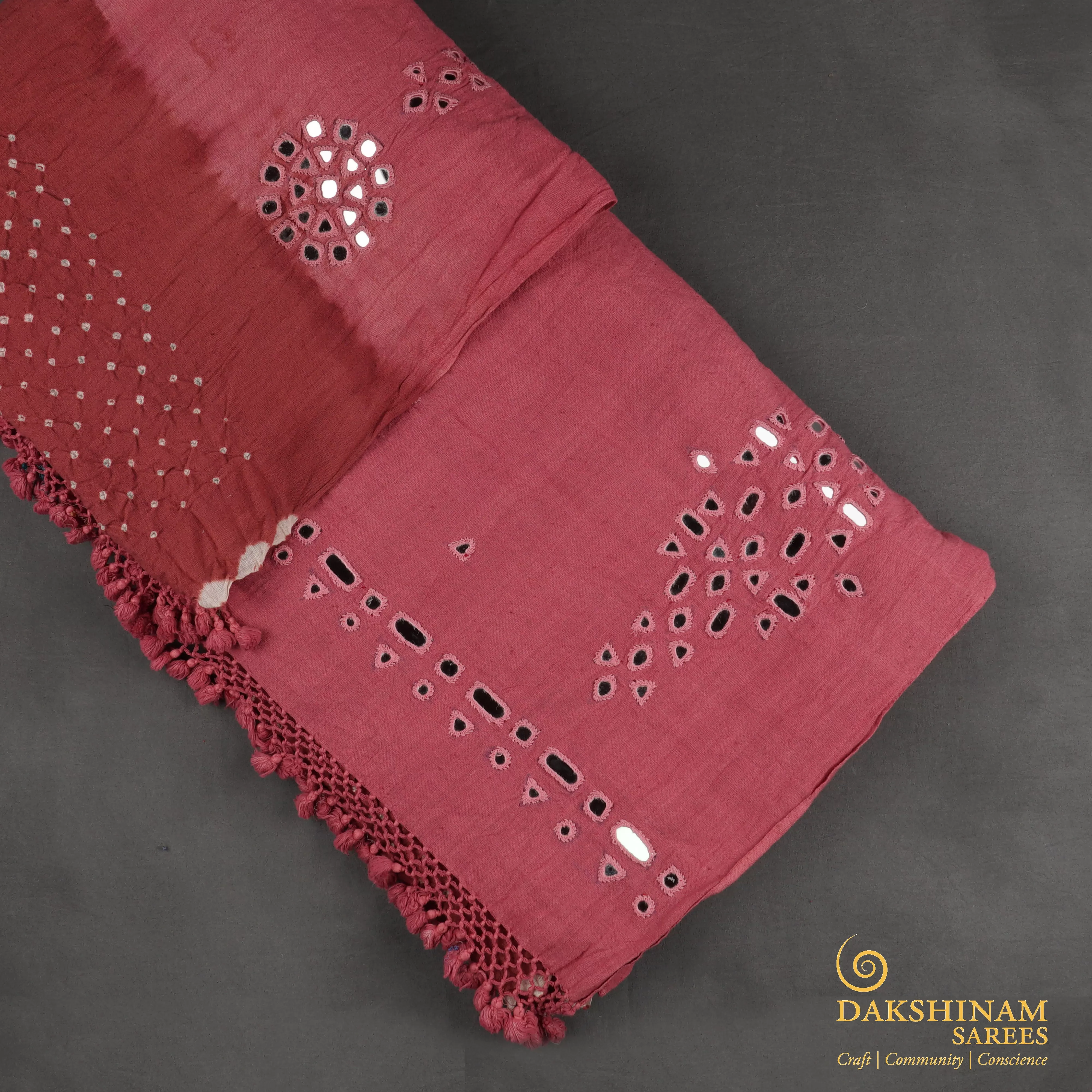 Handwoven Maroon with Pink Kala Cotton Saree - 1789N023112DSC