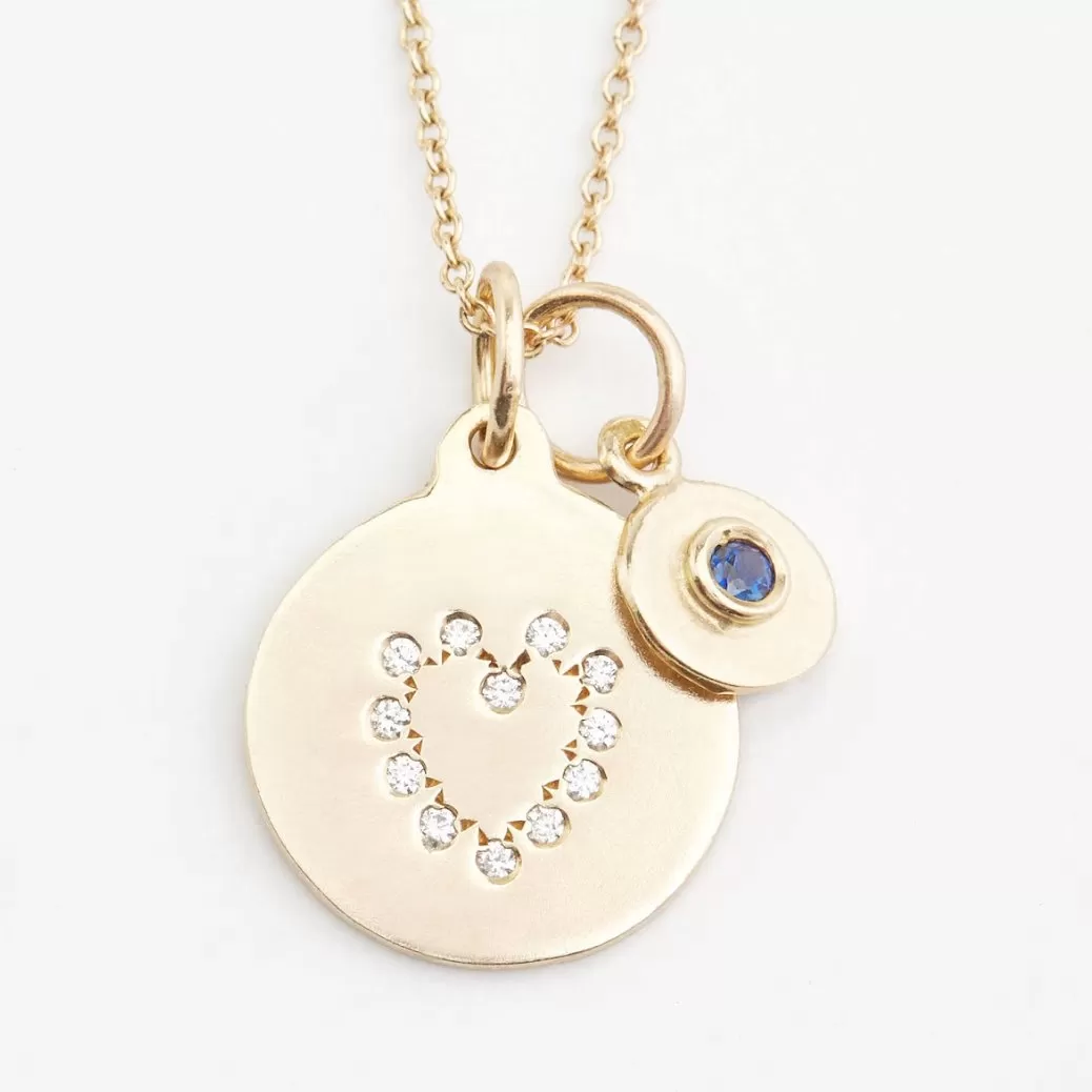 Heart Disk Charm Pavé Diamonds