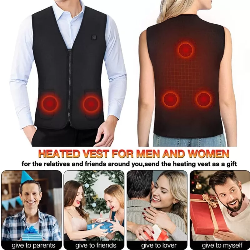 Heated Electric Vest with Heating Level and 5 Zones for Men or Women