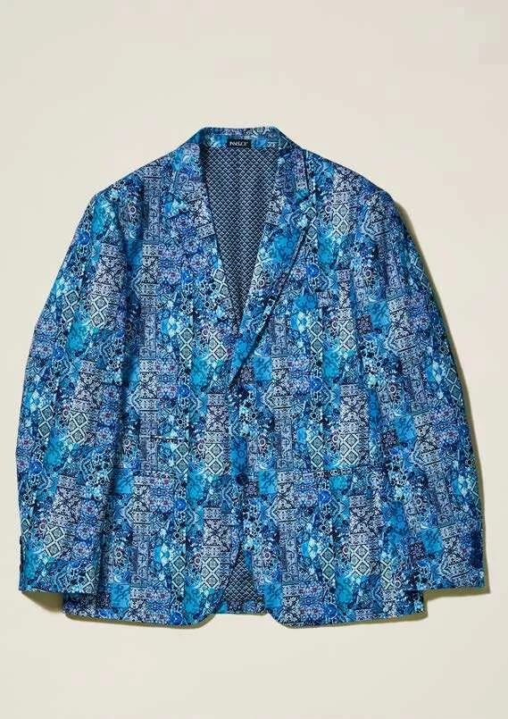 Inserch Patchwork Print Blazer BL261-127 Blue Wave