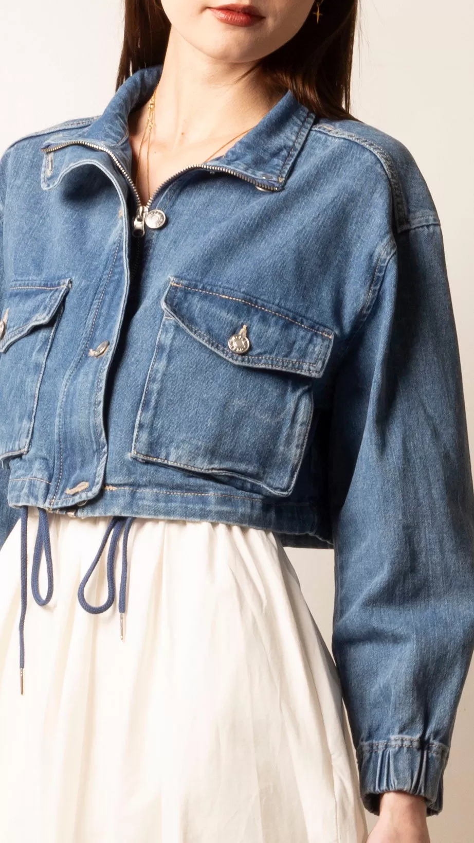 Julia Cropped Jacket - Blue