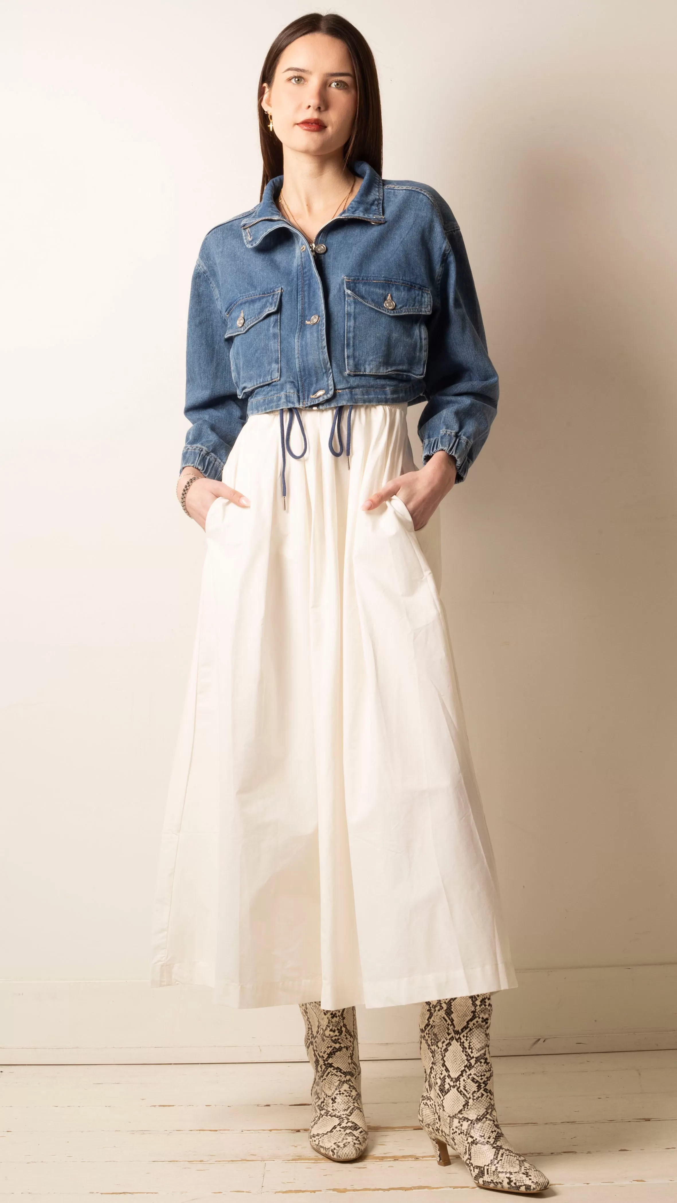 Julia Cropped Jacket - Blue