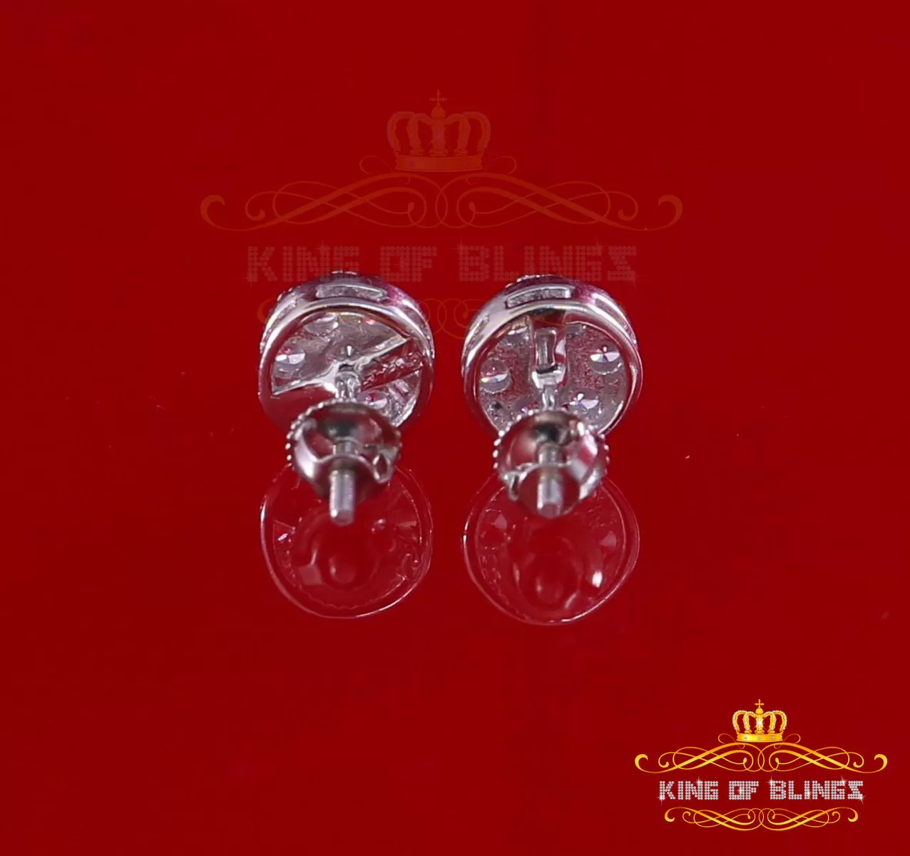 King of Blings- 1.72ct Cubic Zirconia 925 White Sterling Silver Women's Hip Hop Round Earrings