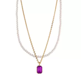 KNIGHT & DAY - Pearl & Amethyst Layered Necklace