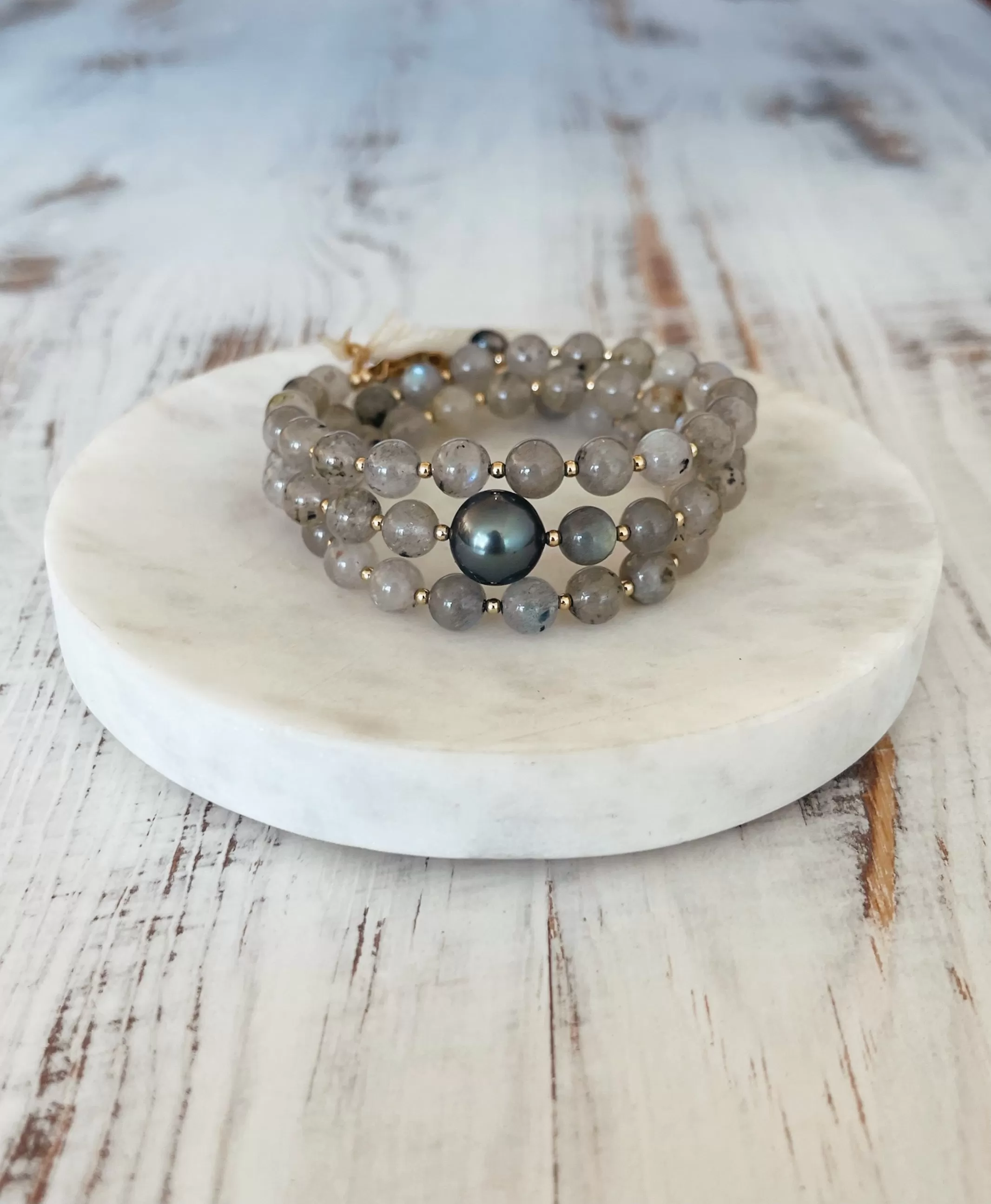 Labradorite Tahitian Wrap Bracelet / Necklace