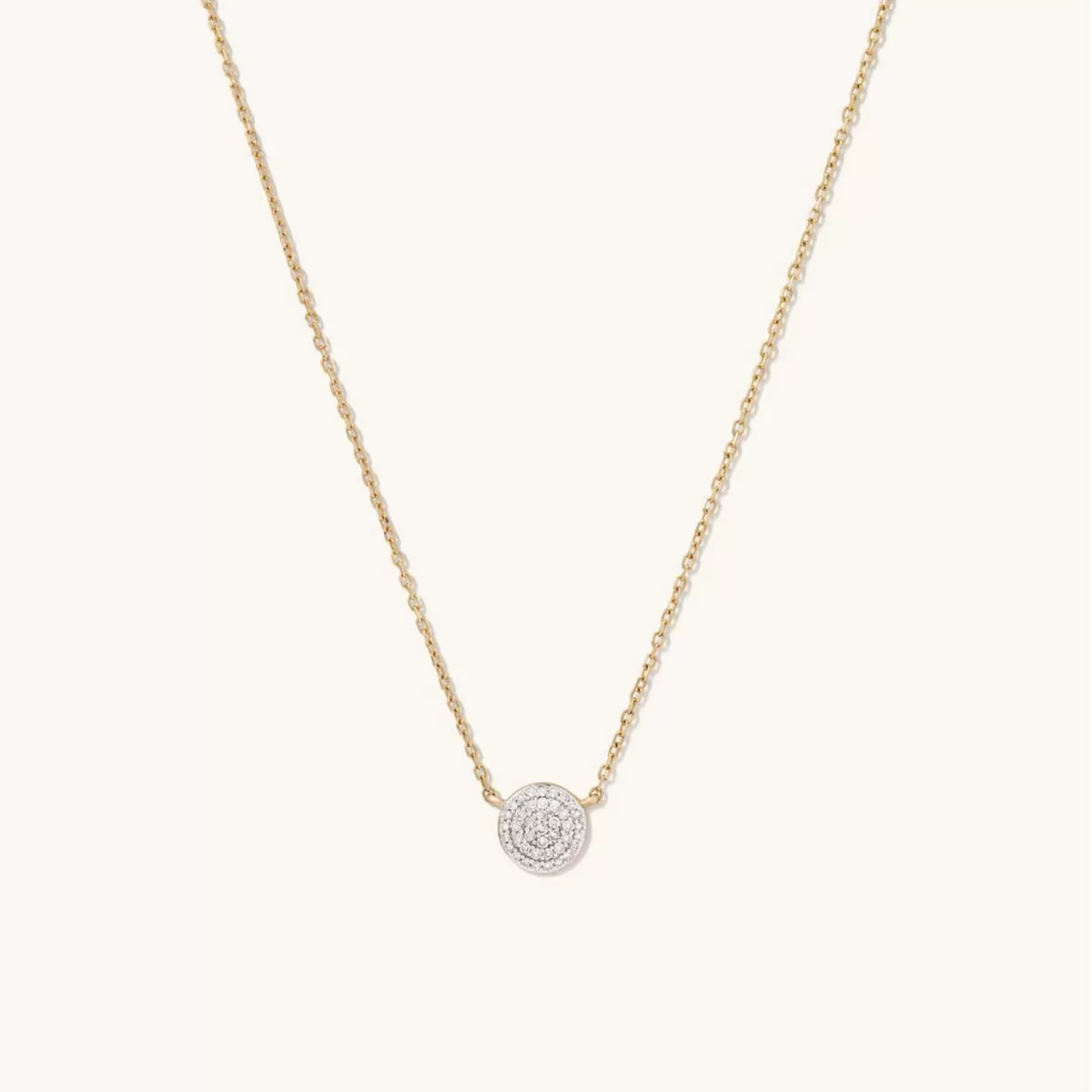 Large Pavé Diamond Round Necklace