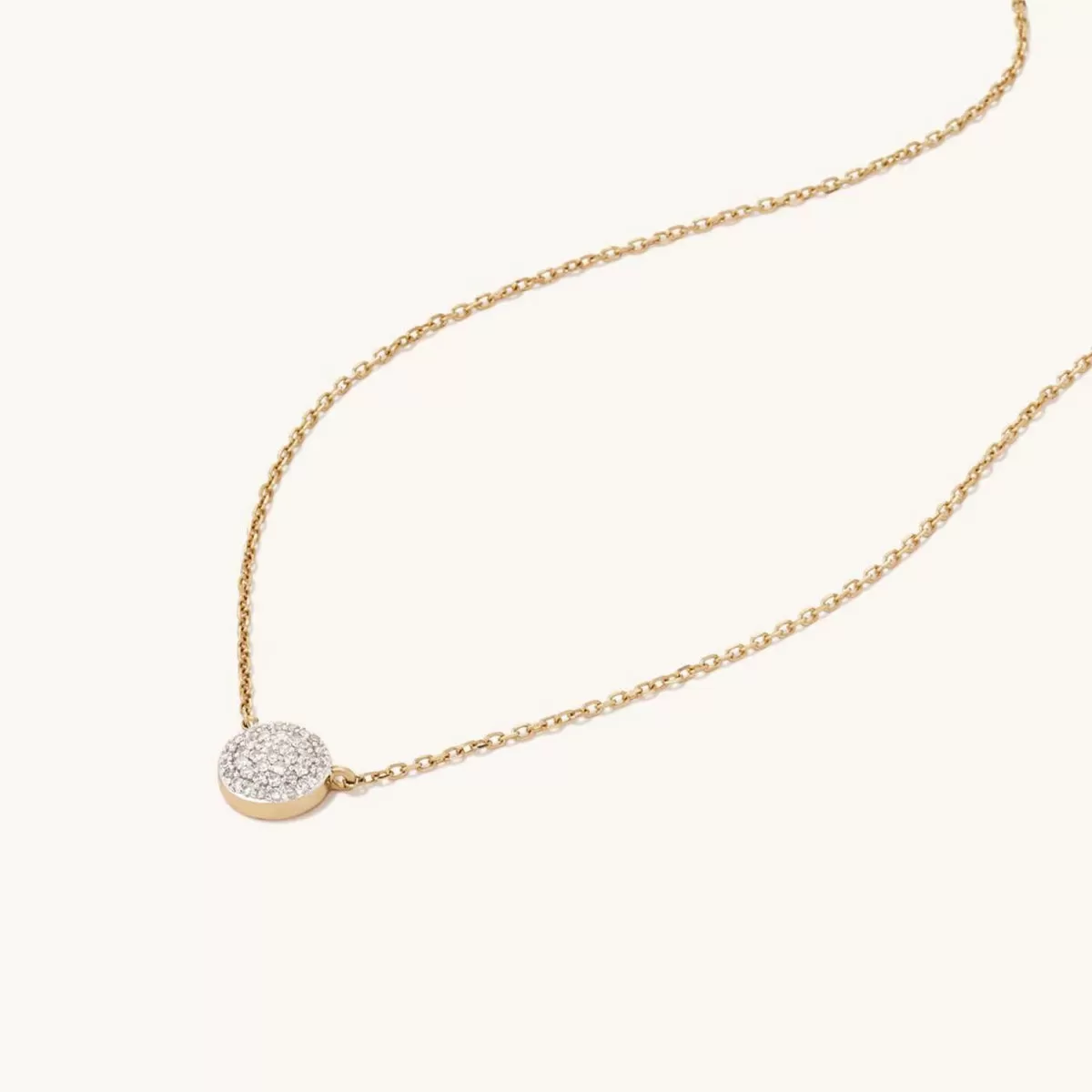 Large Pavé Diamond Round Necklace