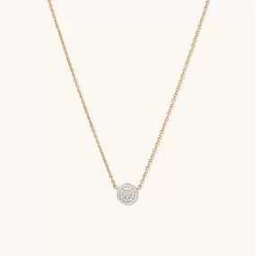 Large Pavé Diamond Round Necklace