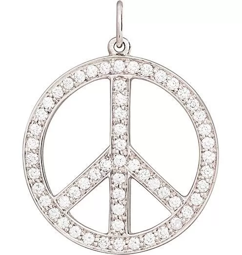 Large Peace Sign Cutout Charm Pavé Diamonds