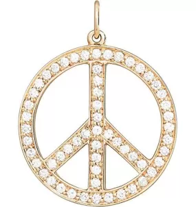 Large Peace Sign Cutout Charm Pavé Diamonds