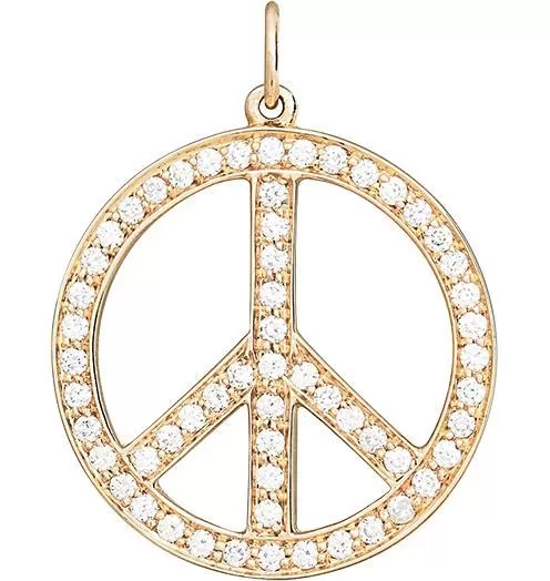 Large Peace Sign Cutout Charm Pavé Diamonds