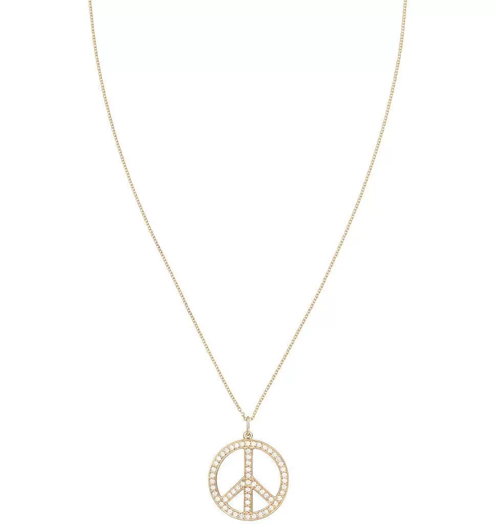 Large Peace Sign Cutout Charm Pavé Diamonds